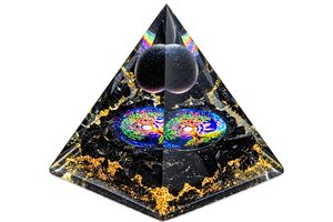 Esfera de Obsidiana Negra, Virutas de Turmalina Negra, Árbol de la Vida, Pirámide de Orgonita Nubiana - Product Image 4