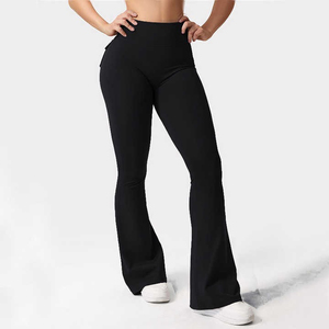 Formal Yoga Fitness Workout Seamless Mid Drawstring Ladies Gym Pants <b>Leggings</b> <b>Flared</b> Leg Quick Dry Breathable Spandex/Nylon High - Product Image 3