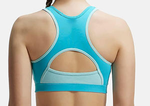 Women's Sports <b>Bra</b> <b>Blue</b> Color Contrast Design Adjustable Straps Yoga Fitness Support Medium Size - Product Image 6