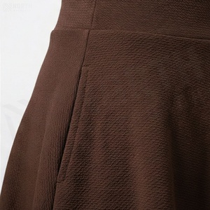 Women A-Line Mini <b>Skirt</b> Solid Color <b>Elastic</b> Waist Pleated Design Comfortable Spandex Polyester Fabric All Seasons Wear - Product Image 5