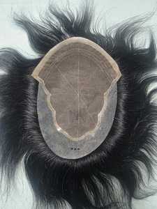 Prothèse capillaire Lace Front en cheveux humains 100% vierges Remy indiens, base en dentelle et PU, 28mm, 100-200g, densité 150%, Taz Hair Noir - Product Image 4