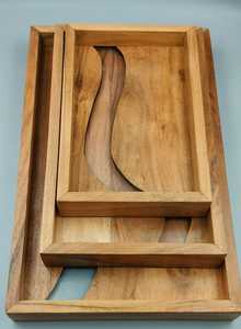 Bandeja de Servir Rectangular de Madera Natural Hecha a Mano, Moderna y Ecológica, para Uso en el Hogar, Restaurantes y Hoteles - Product Image 3