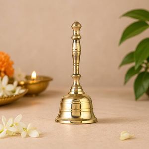 Antique Nautical Vintage Brass Hand Bell Golden Polished Metal Brass Bell For Puja Use At Wholesale Price - Product Image 3