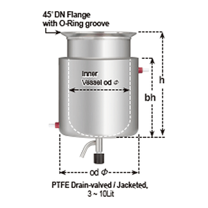 Cuve de réaction à double enveloppe Daihan Science 3-10L en acier inoxydable 304 avec vanne de vidange en PTFE pour traitement sous vide - Product Image 1