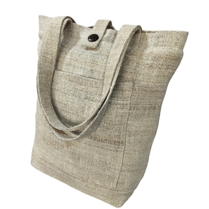 Bolsa de Mano de Cáñamo del Himalaya, Natural, Orgánica, Premium, Ecológica, Resistente, con Forro de Algodón, Botón de Coco y Bolsillo Interior, para la Playa - Product Image 1