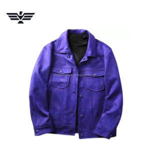 <b>Men's</b> Unique Design <b>Faux</b> <b>Leather</b> Winter Casual <b>Jacket</b> Single Breasted Button-Up Plain Dyed Front Vintage Style Trucker <b>Jacket</b> - Product Image 2