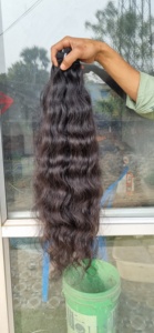 Pour Genius Weft Remy Extensions de cheveux crus vierges indiens à un tirage Doux Naturel Belle trame bouclée soyeuse - Product Image 2