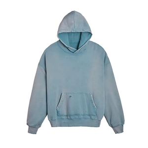 เสื้อฮู้ดฟลีซฤดูหนาวไซส์ใหญ่พิเศษแบบกำหนดเอง ล้างสีแบบแอซิดวอช ขายส่ง ไซส์ใหญ่ สีพื้น ผ้าฝ้าย 100% สไตล์ลำลอง สำหรับผู้ชาย รับผลิตแบบ OEM - Product Image 3