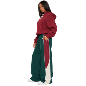 Ensemble Jogging et Coupe-Vent Oversize Élégant en Coton 100% OEM, Vente en Gros USA, Streetwear Femme, Survêtement en Nylon Couleur Contrastée - Product Image 2