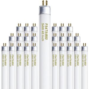 Ampoule fluorescente T5 de 46 pouces, 54W, F54T5/850/HO, 5000K, haute puissance, 4200 lumens, lot de 25, base G5, tube fluorescent à économie d'énergie - Product Image 1