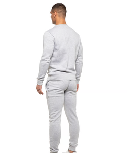 Men's Gray Crew Neck Sweatshirt And Pants <b>Set</b> Solid Color Casual <b>Knitted</b> Autumn Wear Tracksuit For Men - Product Image 4