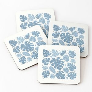 Acacia Solid Wood Coaster <b>Set</b> with Holder Printed Insulation Mat for Home Table Decoration Handmade From India - Product Image 3