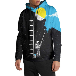 Sudadera con Capucha para Hombre, Diseño de Astronauta y Luna, Corte Regular, Bolsillo Frontal, Impresión por Sublimación - Product Image 3