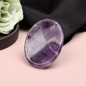 ALIZA AGATE EXPORTS หินอเมทิสต์ธรรมชาติแกะสลักด้วยมือรูปวงรีขัดเงา หินนิ้วโป้ง หินสำหรับสวดมนต์ ของขวัญ ของตกแต่งบ้าน - Product Image 2