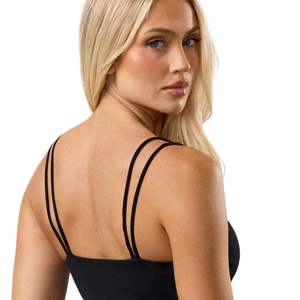 Women's Black Scoop Neck Tank <b>Top</b> Solid Color Custom Logo Front Breathable Knitted Activewear Casual Style - Product Image 6