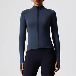 Ensemble de vêtements de sport pour femmes, veste à fermeture éclair, haut à haute élasticité, yoga, course à pied, tenue de sport confortable pour la salle de sport - Product Image 6
