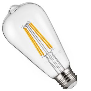 Confezione da 6 Lampadine LED Edison a Filamento Dimmerabili 7W, 800 Lumen, 2700K Bianco Caldo, Stile Vintage ST19, Attacco E26 - Product Image 1