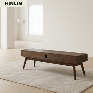 Midcentury Modern Solid Wood <b>TV</b> <b>Stand</b> with 2 Drawers Tapered Legs Dark Walnut Finish Durable Easy Assembly Living Room Furniture - Product Image 2
