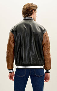 Chaqueta universitaria de lana de alta calidad con logotipo personalizado para hombre, tipo bomber, con cierre de botones, bolsillos y letras estilo Letterman, para béisbol. - Product Image 2