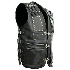 Gilet de motard sans manches sur mesure pour homme, couleur et logo personnalisables, vêtement en cuir respirant pour moto, toutes tailles, haute qualité - Product Image 2