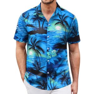 Chemise Hawaïenne Homme en Rayonne Légère et Respirante à Manches Courtes, Col Camp, Motif Hibiscus Marron, Idéale pour l'Été - Product Image 4