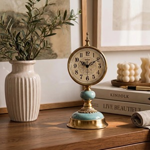 Nouvelle horloge de bureau en laiton, forme circulaire, silencieuse, sans tic-tac, sonnerie horaire, design traditionnel - Product Image 4