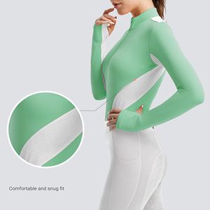 Camisetas de equitación para mujer con logo personalizado, capa base transpirable que absorbe el sudor, tops de equitación transpirables, ropa de entrenamiento de verano - Product Image 3