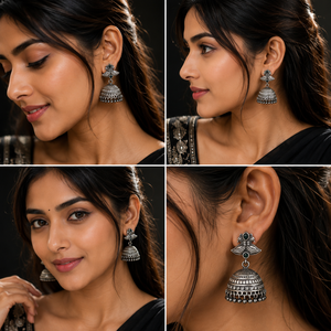 Pendientes de Araña Vintage de Latón Plateado con Ónix y Bisel, Corte Pera, para Mujer, Estilo Boda India, Disponibles para Pedidos al por Mayor - Product Image 3