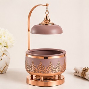 Modern Buffet Food <b>Warmer</b> Lid Stand Premium Ceramic Insert Stylish Rose Gold Metal Construction Durable Handmade Elegant Design - Product Image 2