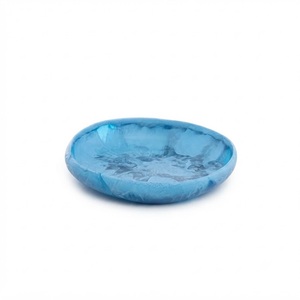 Handcrafted Ocean Wave Epoxy Resin <b>Bowl</b> Irregular Wavy Rim Aqua <b>Blue</b> Resin Salad <b>Bowl</b> Tableware for Hotel Home Decor - Product Image 2