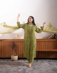 Elegant Faux Georgette Embroidered Kurta Palazzo Set with Dupatta – Festive & Party Wear Collection - Product Image 1