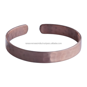 Bracelet ouvert réglable en cuivre pur, étanche, martelé, pour femmes et hommes, bijoux minimalistes unisexes pour anniversaire et mariage - Product Image 3