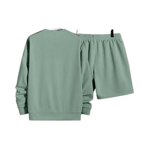 เสื้อสเวตเชิ้ตคอกลมแบบสีตัดต่อสำหรับผู้ชาย และชุดออกกำลังกายแบบสั้น - Product Image 3