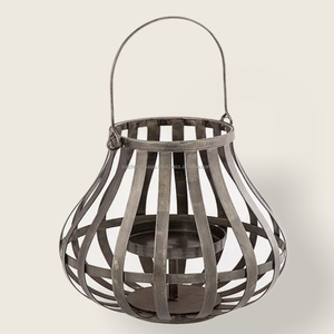 Linterna de vela redonda con acabado de bronce, malla de alambre de Metal de Hurricane contemporáneo - Product Image 5