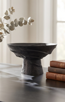 Bol noir contemporain minimaliste texturé, objet de vaisselle sculptural en fonte pour cuisine et salle à manger