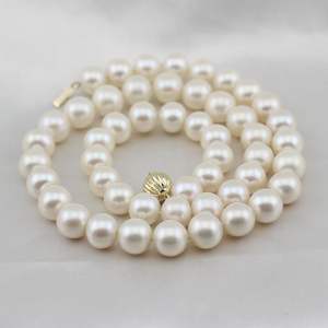 Collar de Perlas de Agua Dulce de Alta Calidad de 10-11 mm con Cuentas Redondas Brillantes y Cierre de Oro de 14K, Regalo para el Día de la Madre o del Maestro - Product Image 1