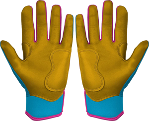 ถุงมือตีเบสบอลแบบข้อมือสั้น สีฟ้าชมพู ป้องกันการลื่น ปิดด้วยแถบตีนตุ๊กแก คุณภาพสูง ผลิตโดย Adiha impex - Product Image 2