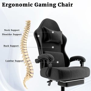Sedia da gioco ergonomica in tessuto con supporto per massaggio lombare e pedali sedia per Computer per giocatori - Product Image 6