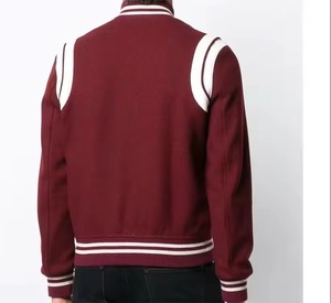 Wholesale Custom Leather Jacket Men Red Oversized Varsity Jacket Lapel Collar Script Embroidery Streetwear Bomber OEM Service - Product Image 3