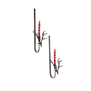 Portavelas de hierro para montar en la pared, acabado negro, diseño moderno para decoración del hogar, apliques de pared negros hechos a mano - Product Image 3