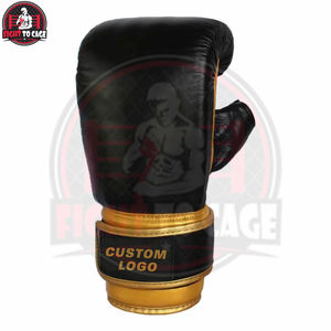 Gants de boxe Muay Thai et de kickboxing en cuir PU épaissi, noir et or, nouvelle arrivée, taille personnalisée ou logo imprimé - Product Image 4