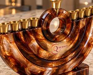 Luxury Modern Handmade Eco-Friendly Fruity Scent Menorah <b>Hanukkah</b> Candle Holder 9 Branch Jewish Judaica Home <b>Decor</b> Premium Resin - Product Image 2