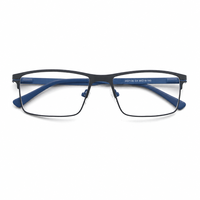 Monture de lunettes optiques semi-cerclées légères en métal rectangulaire pour hommes et femmes, style bureau
