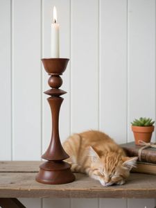 Porte-bougie en bois fait main, support de bougie conique rond, décoration de table pour la maison, mariage, Noël - Product Image 6