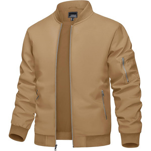 Blouson bomber gris pour homme, fermeture éclair, col montant, coupe décontractée, coupe-vent, vêtement d'extérieur pour l'automne, coupe régulière, matière polyester - Product Image 6