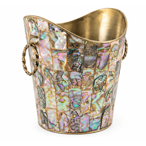 Cubo de Hielo de Nácar de Lujo con Incrustaciones de Concha de Abulón, Enfriador de Vino de Metal de Latón, Cubo de Champán Vintage con Mosaico para Decoración de Bar en Casa - Product Image 1