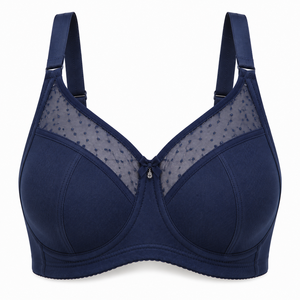 Sujetador con aros push-up de talla grande para mujer, color burdeos, copa 3/4, con encaje, ajustable, para uso diario, lencería de algodón floral, OEM ODM - Product Image 3