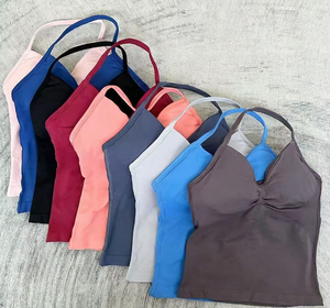 Impact Longline Strappy Gym Top Custom Logo Backless Gym Clothes Women Scrunch Built-in Bra With Removable Cups Yoga Tank Tops - Product Image 3