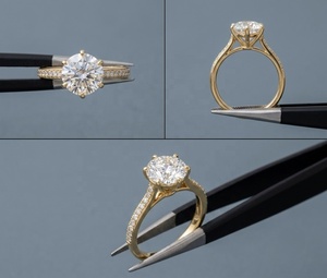 แหวนแต่งงานเพชรเพาะเลี้ยง 1.50 กะรัต รับรองโดย IGI สำหรับผู้หญิง ทองคำแท้ 14K ดีไซน์หรูหราแบบ Cathedral Setting - Product Image 2
