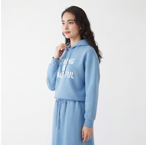 Women's Long Sleeve Hooded Ladies Print Drawstring Waist Floor-Length Casual Style 100% Cotton Knitted Fleece <b>Skirts</b> Set Ladies - Product Image 4
